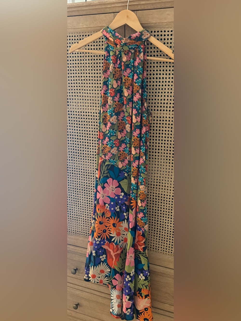 Anthropologie Vibrant Floral Halter Maxi Dress